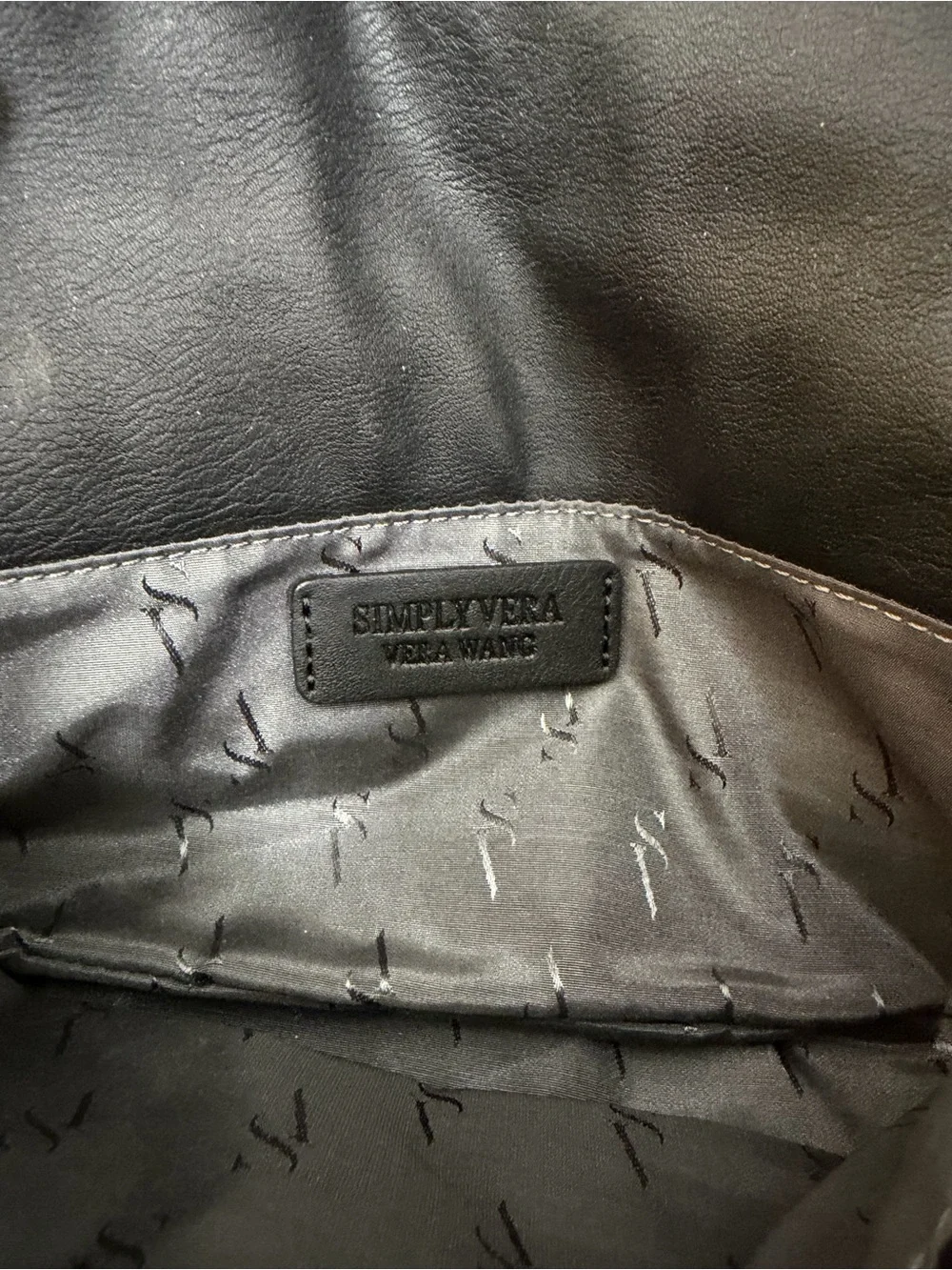 Vera Wang Black Clutch with Crystal-Embellished Turn-Lock